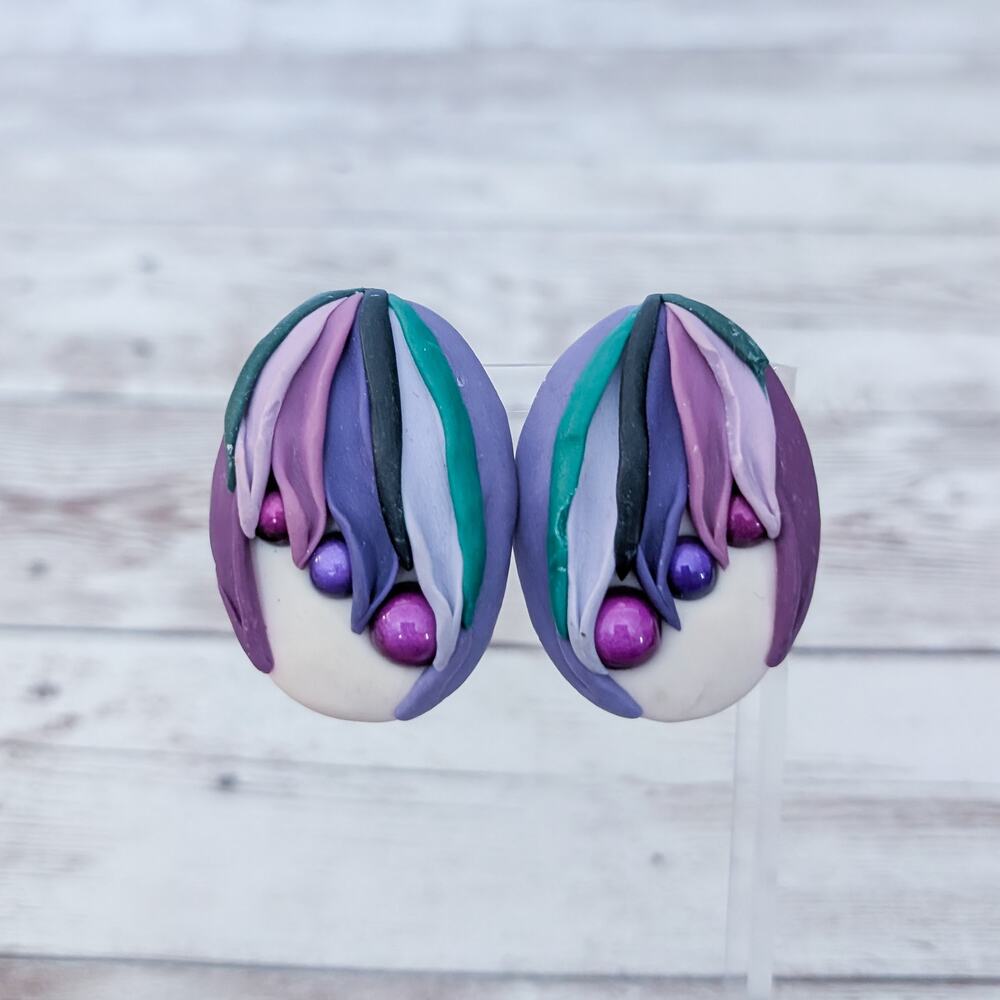 Vintage Clip On Earrings Stunning & Unusual Extra Large Oval 1.75"